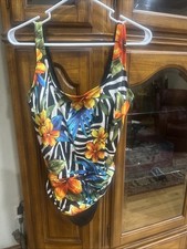 Swim Suit One Piece Longitude Size 14 Very Nice Condition Zebra Flower Print