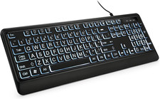 Large Print Backlit Keyboard Wired USB Easy Vision Senior Low Light Full Size