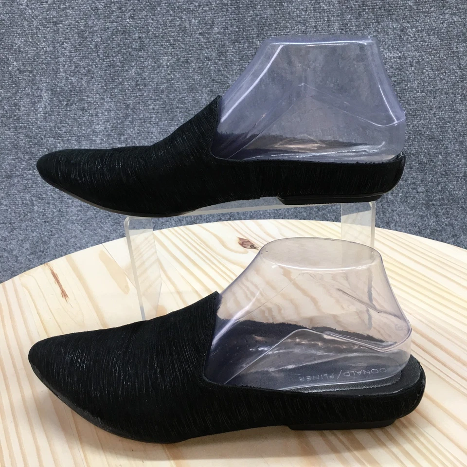 Sandalias Donald Pliner Mujer 7.5 M Rue Informales Sin Cordones Punta Mula Planas Negras Foto 2 de 4