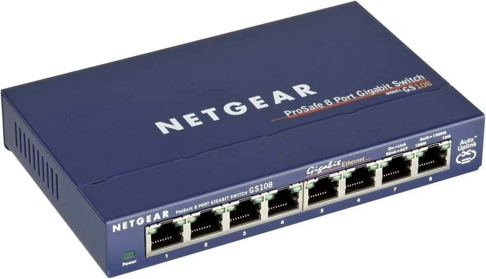NetGear ProSafe (GS108 v2) 8-Port Gigabit External Ethernet Switch w/ Power Cbl - Image 4 of 4