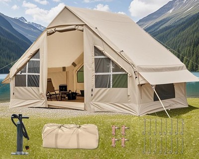Inflatable Camping Tent with Pump, 4-6 Person Glamping Tents Sun - Main Image