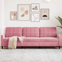 Samt Sofa 3-Sitzer Rosa 210 Cm Couch Wohnzimmer