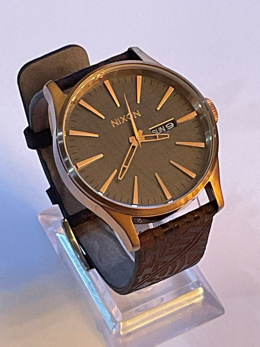 Nixon Men’s Watch “Rolling Stones” Brown Leather Band New Battery 16