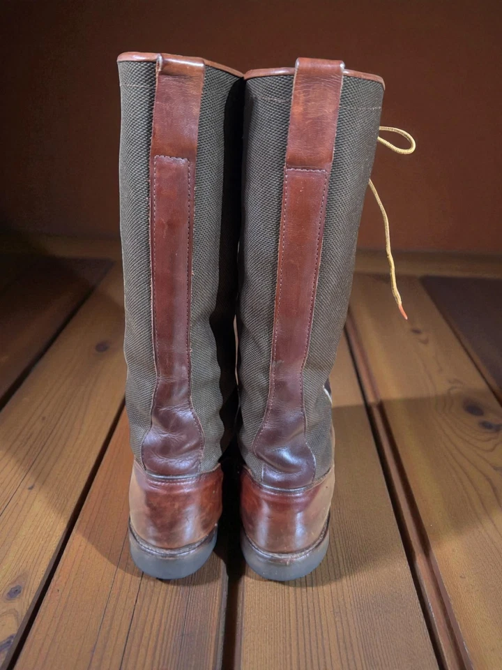 Vintage Wood N Stream 6800 Snake Boots 11D Vibram Sole Leather Canvas USA - Image 4 of 4