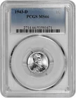 1943 D 1C Lincoln Steel Wheat Cent PCGS Graded MS 66 in New Holder
