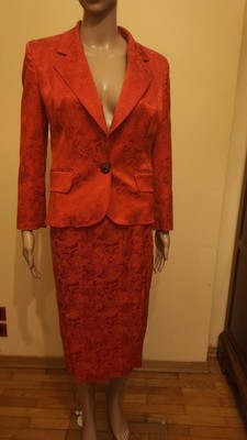 Roberto Cavalli Just Tailleur Completo Set Jacket Gonna Rosso Red Dress New