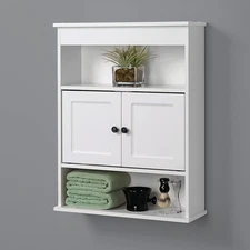 Bathroom Wall Cabinet with 3 Shelves Medicine Organizer Over The Toilet Storage