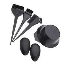 Reusable Hair Coloring Comb Set with Hairbrush and Bowl Black for Home Use