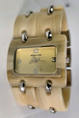 MICHAEL KORS WOMEN'S TORTOISE STAINLESS STEEL WATER RESISTANT BEIGE DIAL 38X32mm