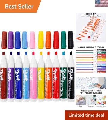 Low Odor Chisel Tip Whiteboard Markers - 10 Colors for Classroom