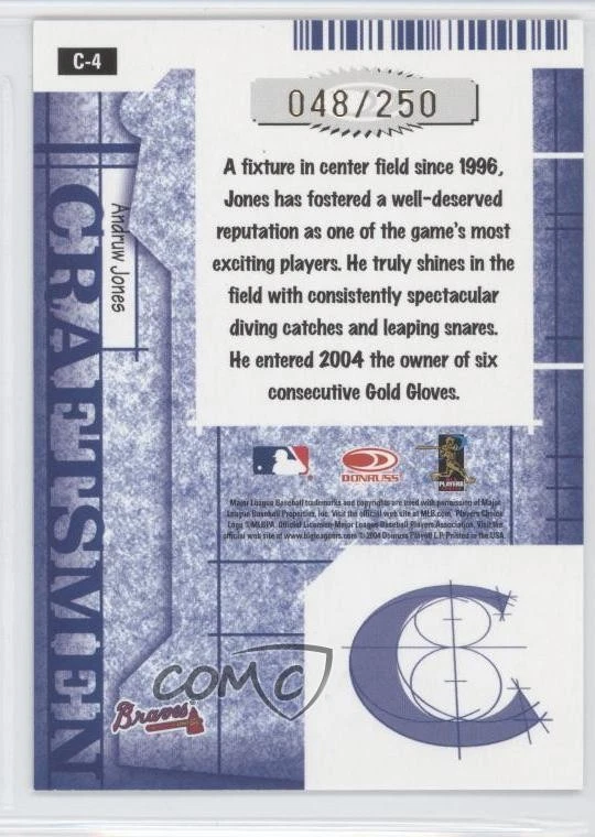 2005 Donruss Craftsmen Master Craftsmen /250 Andruw Jones #C-4 - Image 2 of 2