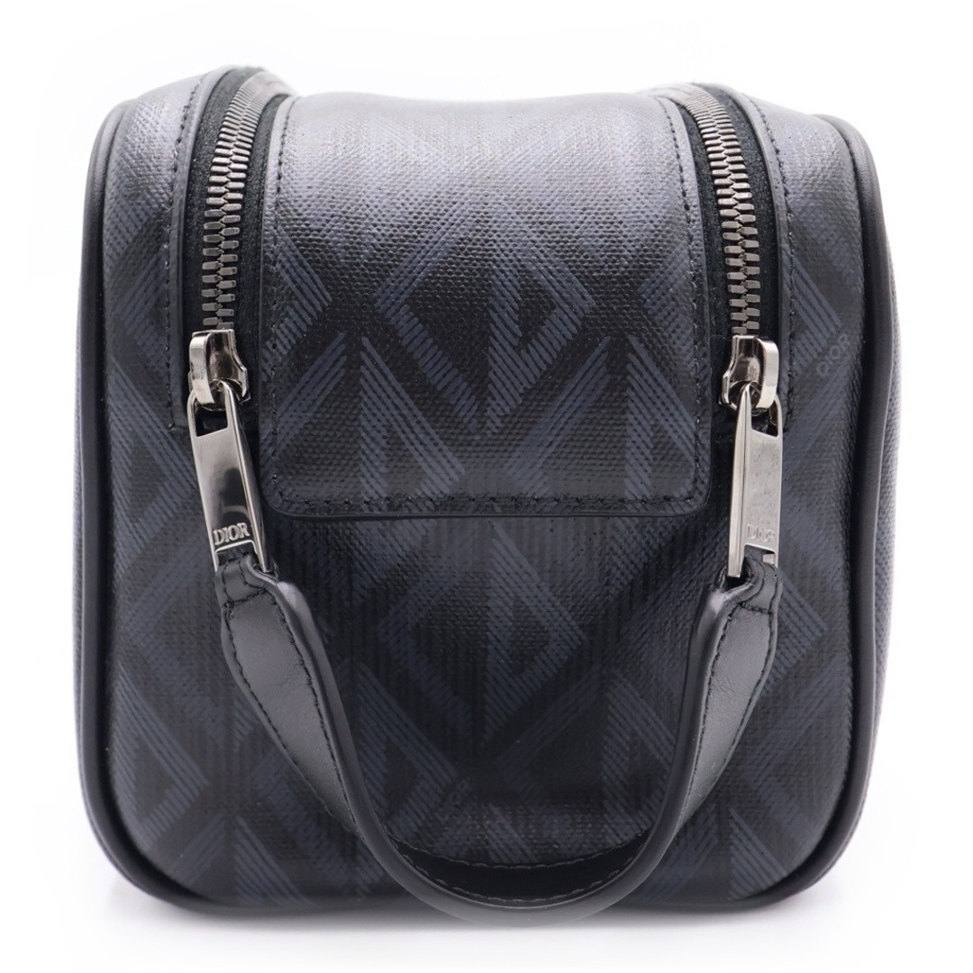 Christian Dior CD Diamond Toiletry Bag Case Pouch Black Silver Hardware Used b99 image 3