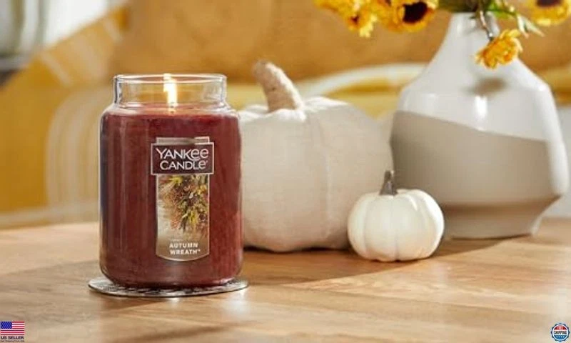 Vela grande perfumada corona de otoño 22 oz tarro - 110+ horas regalo fragancia otoño Foto 3 de 4