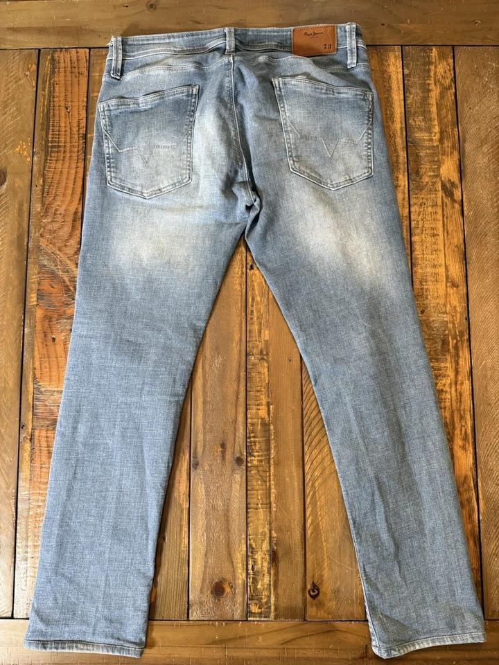 Pepe Jeans London 73 Men’s Slim Fit Light Wash Stretch Denim Jeans Size 34 - Image 2 of 4
