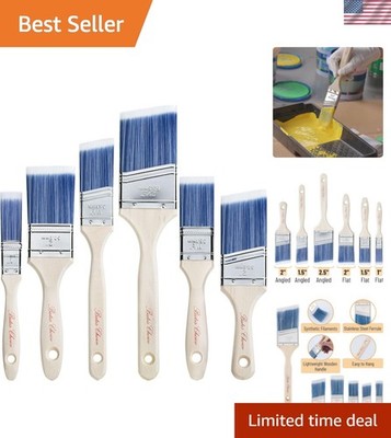 Bates 6 Pack Painting Brushes - Perfect for Oil and Latex - Sturdy Comfort Grip