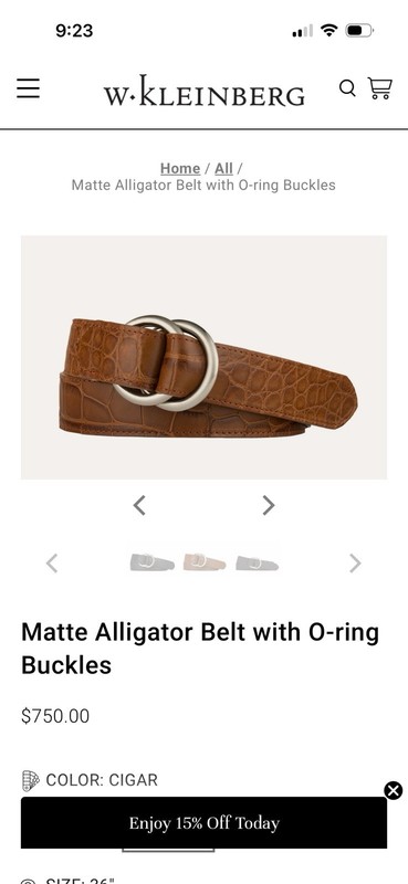 Matte Alligator Belt with O-ring Buckles 36”