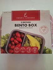 Emeril Lagasse 2-Section Glass Bento Box 35oz - BPA Free, New in Box