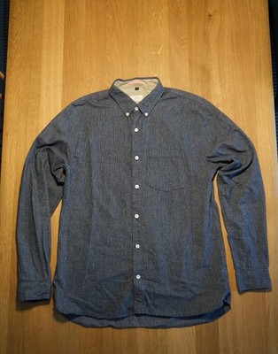 APOLIS  Organic Blue Indigo Japanese Flannel Button Down Shirt Mens Size Large