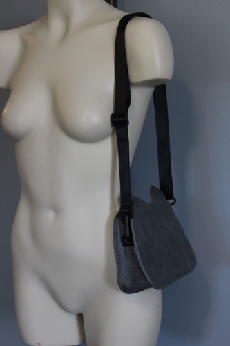 Cat Ears Shoulder Crossbody Purse Vegan Dark Charcoal Gray Head NEW - Picture 3 of 11