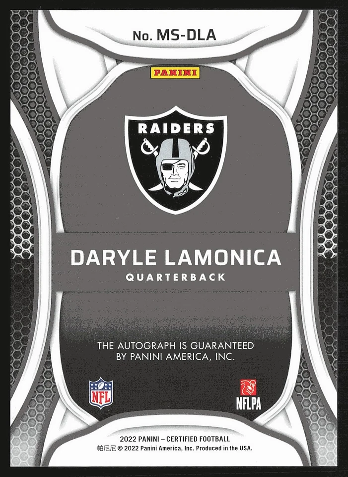 2022 Panini Certified #MS-DLA Daryle Lamonica Mirror Signatures /10 SN,AU - Image 2 of 2