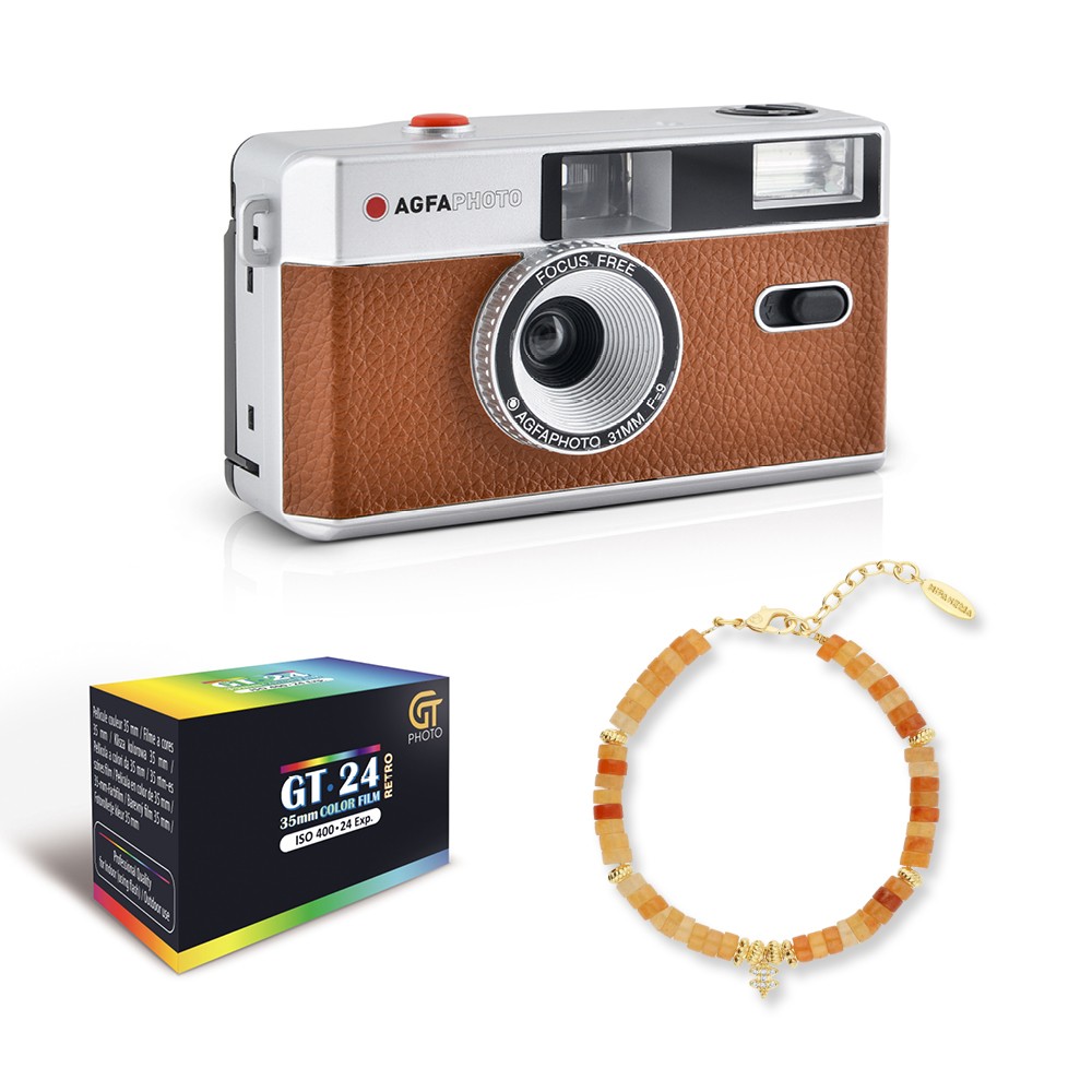 Appareil photo argentique Agfa Photo x HIPANEMA édition limitée marron en coffret