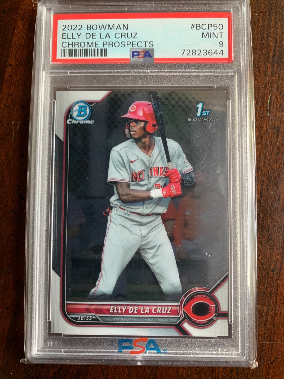 Bowman 2022 Chrome Prospects Elly De La Cruz 1st Bowman RC PSA 9 BCP-50 view 1