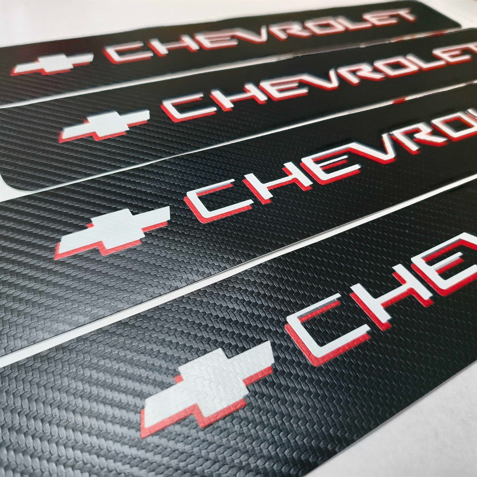4Pcs Car Threshold Strip Door Plate Sill Scuff Cover Chevrolet  WHITE RED