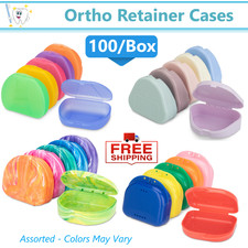 Dental Retainer Box Orthodontic Appliance Guard Snap closure, 1" Assorted 100/Cs