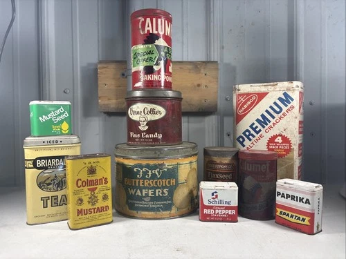 Lot of 11 Vintage Food Tins