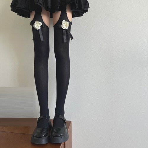 Calze bretelle collant fiocco giapponese JK uniforme scuola cosplay calze - Foto 2 di 6