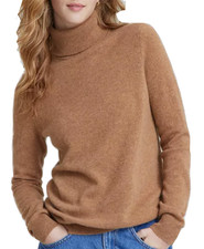 NWT CHARTER CLUB LUXURY Large 100 Cashmere Turtleneck Sweater, Praline, 159