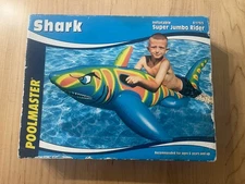 Vtg Poolmaster 81765 Inflatable Shark / Super Jumbo Rider 44" x 72"