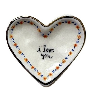 Natural Life I Love You Ceramic Heart Shaped White Small 1.75'' Trinket Dish