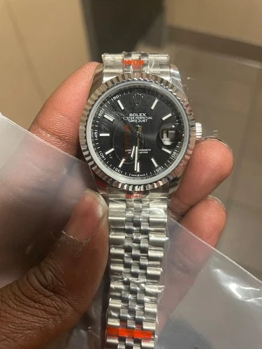 ROLEX DATEJUST 1601 18K WHITE GOLD BLACK DIAL STAINLESS STEEL OYSTER WATCH