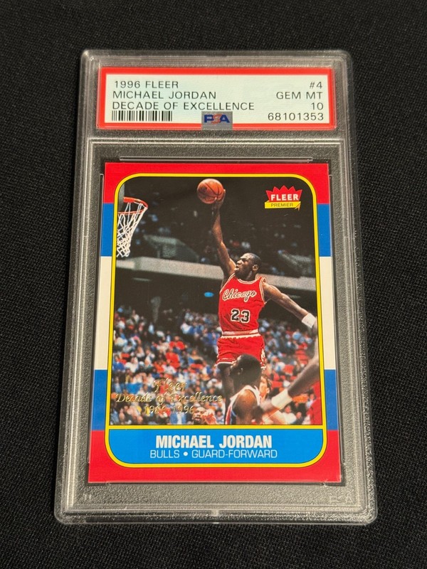 MICHAEL JORDAN 1996 FLEER #4 DECADE OF EXCELLENCE RETRO ROOKIE INSERT PSA 10 GEM