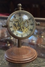 Antique Brass Table Clock Desk Clock Nautical Vintage Maritime Small Table