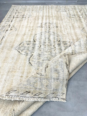 #ad 5x8 Vintage Turkish Oushak Rug Faded Beige Carpet Handmade Wool Area Rug $480.00