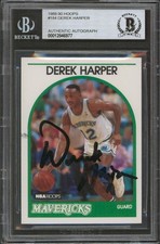 Mavericks Derek Harper Authentic Signed 1989 Hoops #184 Card BAS Slabbed