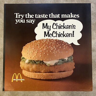 80年代　mcdonald's チキンマックナゲット　 　　　　 トランスライト Vintage 1980 McDonald's McChicken Translite Sign Store Display
