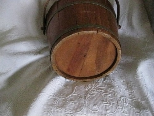 Antique Primitive Sugar Wooden Firken Bucket Country Farmhouse w/ Handle Vtg - Picture 5 of 6