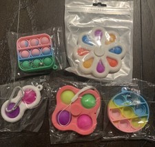Pop It Keychain Fidget Spinners 5 Pack Mixed