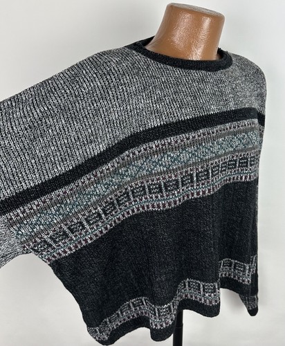 Maglione sci ritagliato vintage anni 90 UOMO XL relaxed grigio erica geometrico slouchy - Foto 8 di 13