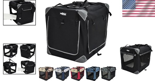 Spacious Indoor & Outdoor 4-Door Pet Crate with Removable Bed - 24"x18"x21" - Picture 2 of 11