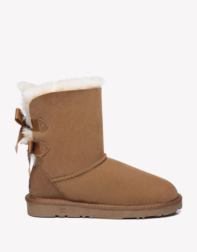 【AUSTRALIAN SHEPHERD® UGG Boots Women Sheepskin Wool Double Back Bow Short Boots - Picture 5 of 56