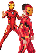 Iron Man Costume Boys Licensed Marvel Superhero Fancy Dress Outfti  Mask