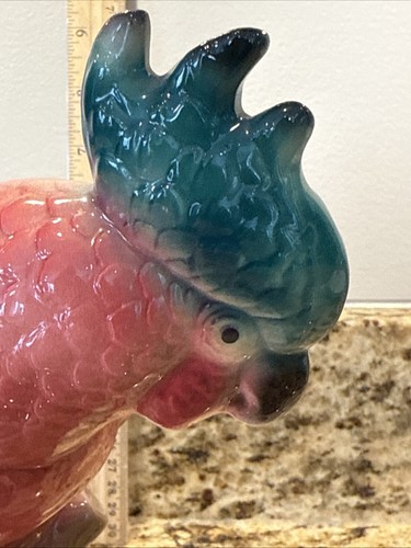 Vintage Cockatoo Royal Copley Signed Porcelain Pink W Green Head On Tree - Picture 9 of 15