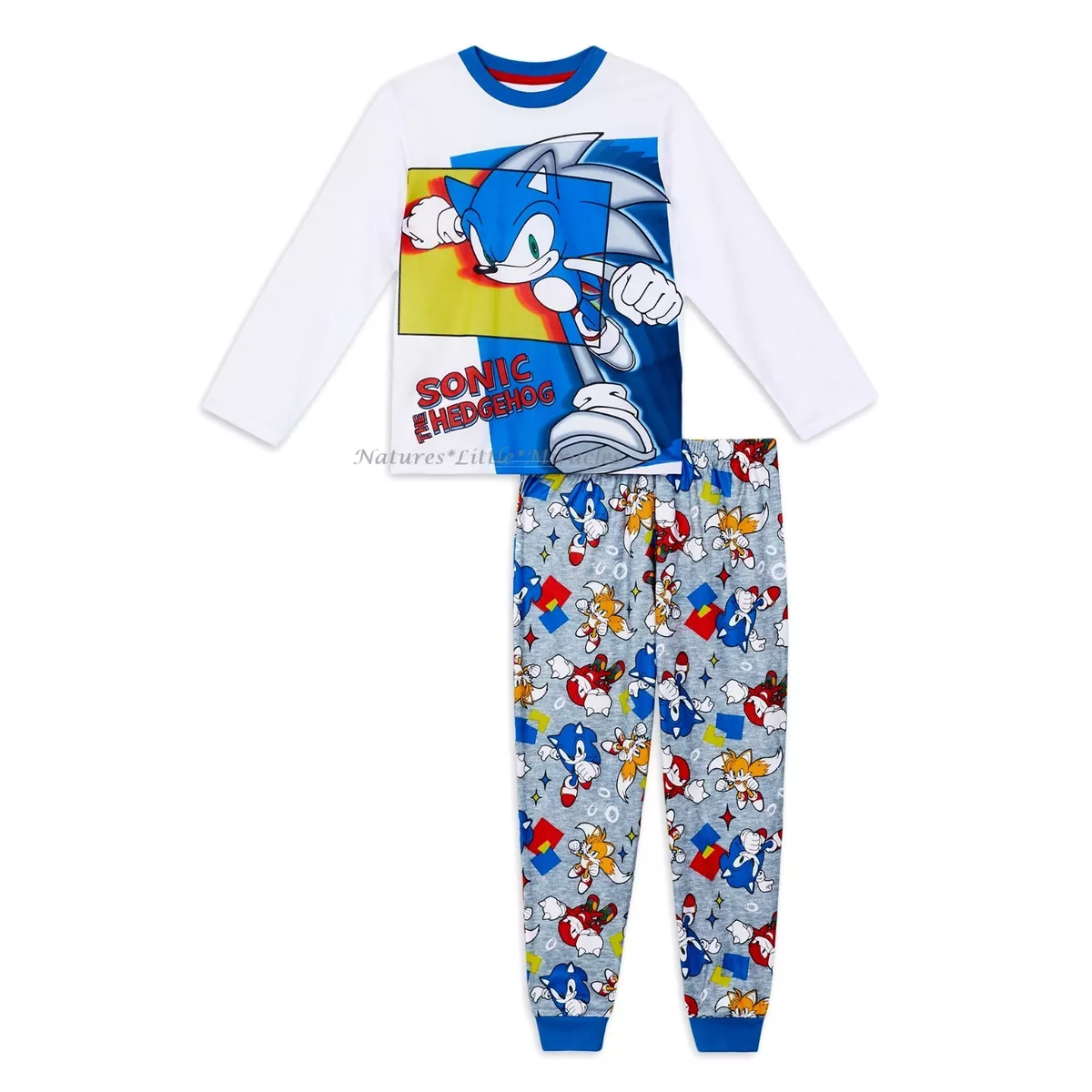 Sonic the Hedgehog Modern Characters With Logo Youth Boy's Royal Blue  T-Shirt-XS