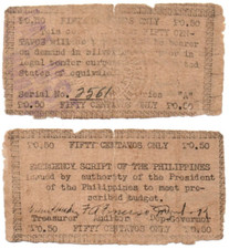 1943 Philippine Province of Apayao Currency 50c S123 Only 8,9k WW2 HANDSTAMPED
