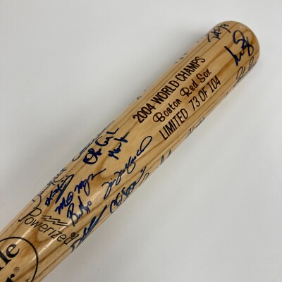 2004 Boston Red Sox World Series Champs Team Signed Baseball Bat