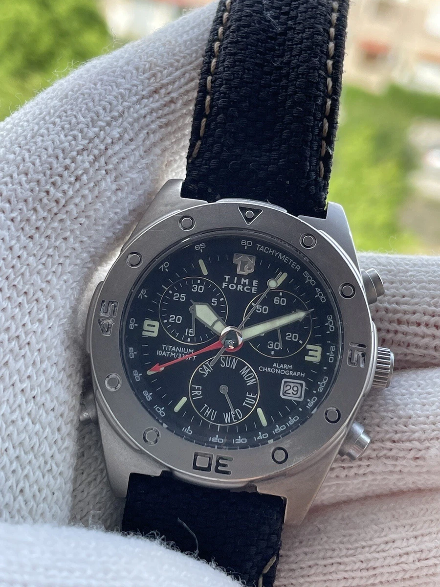 Time Force Watch 6811 Alarm Chronograph Quartz Titanium Mens 38mm Swiss Made